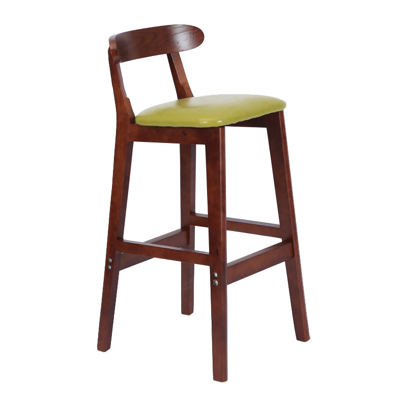 Modern Armless Counter Stool Wood Household Bar Stool with Pedal and Cushion Army Green Brown 1 Piece Clearhalo 'Bar Furniture' 'Bar Stools' 'bar_stools' 'furn' 'furn_bar_stools' 'furniture_bar_stools' 'Kitchen & Dining Furniture' 'kitchen&dining_furn' 'kitchen' 'kitchen_furn' Furniture' 4212144