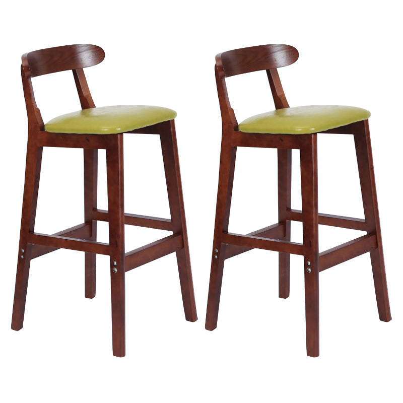 Modern Armless Counter Stool Wood Household Bar Stool with Pedal and Cushion Army Green Brown 2 Piece Set Clearhalo 'Bar Furniture' 'Bar Stools' 'bar_stools' 'furn' 'furn_bar_stools' 'furniture_bar_stools' 'Kitchen & Dining Furniture' 'kitchen&dining_furn' 'kitchen' 'kitchen_furn' Furniture' 4212145