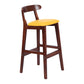 Modern Armless Counter Stool Wood Household Bar Stool with Pedal and Cushion Yellow Brown 1 Piece Clearhalo 'Bar Furniture' 'Bar Stools' 'bar_stools' 'furn' 'furn_bar_stools' 'furniture_bar_stools' 'Kitchen & Dining Furniture' 'kitchen&dining_furn' 'kitchen' 'kitchen_furn' Furniture' 4212147