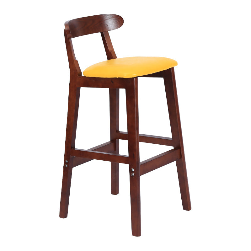Modern Armless Counter Stool Wood Household Bar Stool with Pedal and Cushion Yellow Brown 1 Piece Clearhalo 'Bar Furniture' 'Bar Stools' 'bar_stools' 'furn' 'furn_bar_stools' 'furniture_bar_stools' 'Kitchen & Dining Furniture' 'kitchen&dining_furn' 'kitchen' 'kitchen_furn' Furniture' 4212147