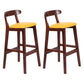 Modern Armless Counter Stool Wood Household Bar Stool with Pedal and Cushion Yellow Brown 2 Piece Set Clearhalo 'Bar Furniture' 'Bar Stools' 'bar_stools' 'furn' 'furn_bar_stools' 'furniture_bar_stools' 'Kitchen & Dining Furniture' 'kitchen&dining_furn' 'kitchen' 'kitchen_furn' Furniture' 4212148