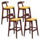 Modern Armless Counter Stool Wood Household Bar Stool with Pedal and Cushion Yellow Brown 4 Piece Set Clearhalo 'Bar Furniture' 'Bar Stools' 'bar_stools' 'furn' 'furn_bar_stools' 'furniture_bar_stools' 'Kitchen & Dining Furniture' 'kitchen&dining_furn' 'kitchen' 'kitchen_furn' Furniture' 4212149