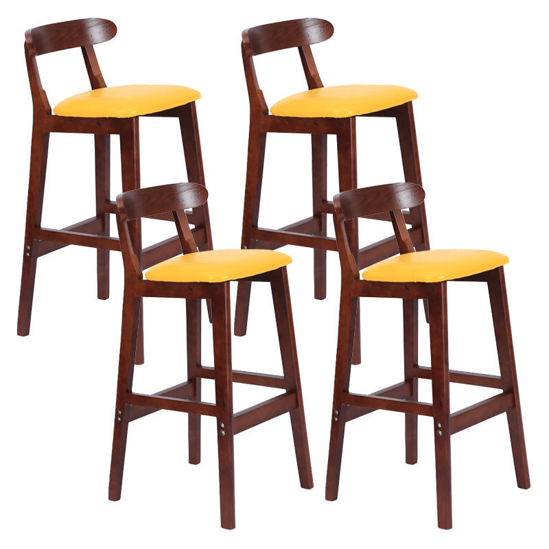 Modern Armless Counter Stool Wood Household Bar Stool with Pedal and Cushion Yellow Brown 4 Piece Set Clearhalo 'Bar Furniture' 'Bar Stools' 'bar_stools' 'furn' 'furn_bar_stools' 'furniture_bar_stools' 'Kitchen & Dining Furniture' 'kitchen&dining_furn' 'kitchen' 'kitchen_furn' Furniture' 4212149
