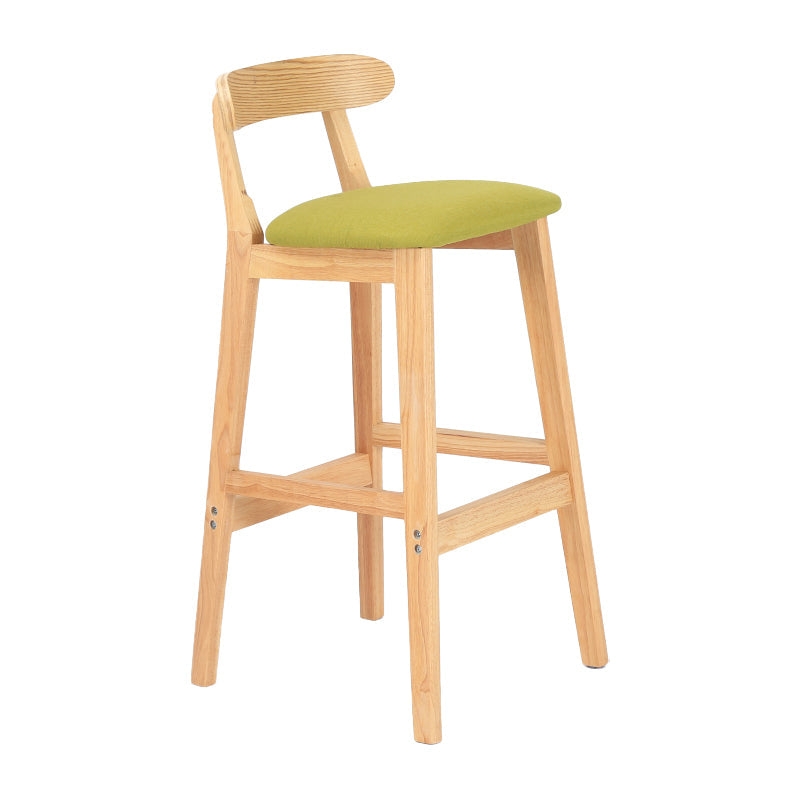 Modern Armless Counter Stool Wood Household Bar Stool with Pedal and Cushion Green Natural 1 Piece Clearhalo 'Bar Furniture' 'Bar Stools' 'bar_stools' 'furn' 'furn_bar_stools' 'furniture_bar_stools' 'Kitchen & Dining Furniture' 'kitchen&dining_furn' 'kitchen' 'kitchen_furn' Furniture' 4212150