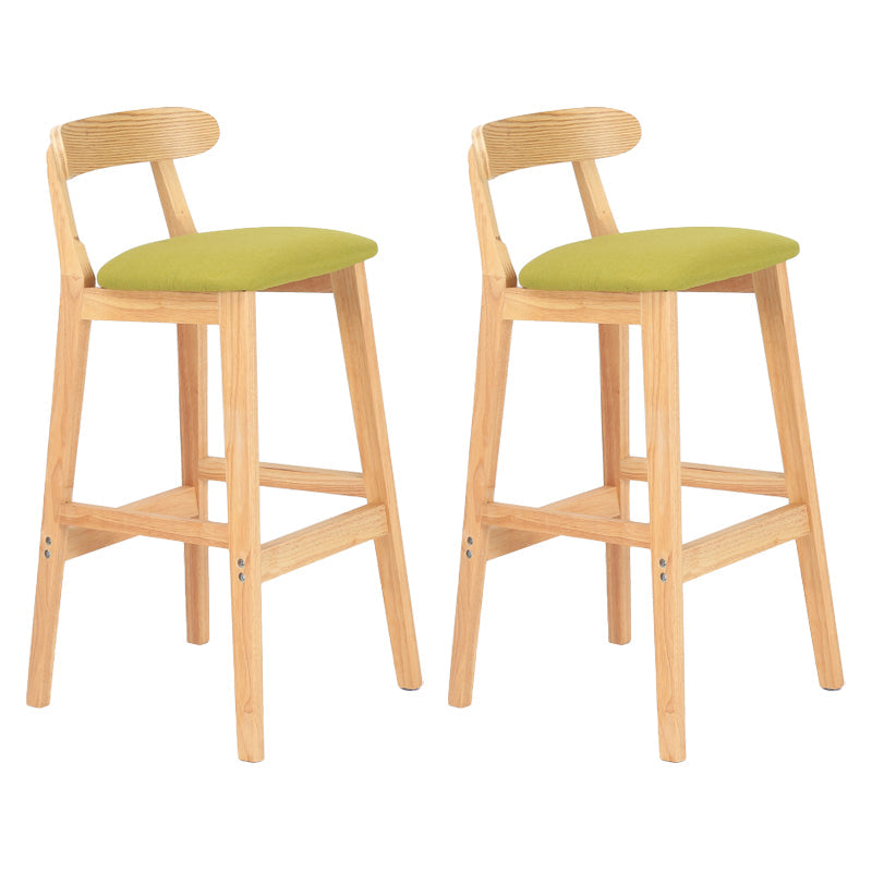 Modern Armless Counter Stool Wood Household Bar Stool with Pedal and Cushion Green Natural 2 Piece Set Clearhalo 'Bar Furniture' 'Bar Stools' 'bar_stools' 'furn' 'furn_bar_stools' 'furniture_bar_stools' 'Kitchen & Dining Furniture' 'kitchen&dining_furn' 'kitchen' 'kitchen_furn' Furniture' 4212151