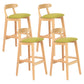 Modern Armless Counter Stool Wood Household Bar Stool with Pedal and Cushion Green Natural 4 Piece Set Clearhalo 'Bar Furniture' 'Bar Stools' 'bar_stools' 'furn' 'furn_bar_stools' 'furniture_bar_stools' 'Kitchen & Dining Furniture' 'kitchen&dining_furn' 'kitchen' 'kitchen_furn' Furniture' 4212152