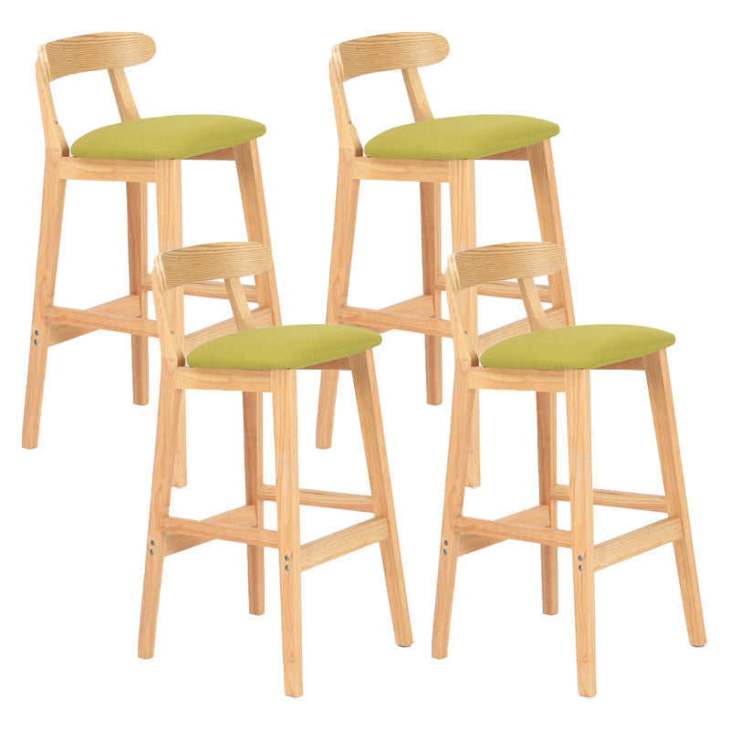Modern Armless Counter Stool Wood Household Bar Stool with Pedal and Cushion Green Natural 4 Piece Set Clearhalo 'Bar Furniture' 'Bar Stools' 'bar_stools' 'furn' 'furn_bar_stools' 'furniture_bar_stools' 'Kitchen & Dining Furniture' 'kitchen&dining_furn' 'kitchen' 'kitchen_furn' Furniture' 4212152