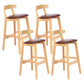 Modern Armless Counter Stool Wood Household Bar Stool with Pedal and Cushion Dark Brown Natural 4 Piece Set Clearhalo 'Bar Furniture' 'Bar Stools' 'bar_stools' 'furn' 'furn_bar_stools' 'furniture_bar_stools' 'Kitchen & Dining Furniture' 'kitchen&dining_furn' 'kitchen' 'kitchen_furn' Furniture' 4212155