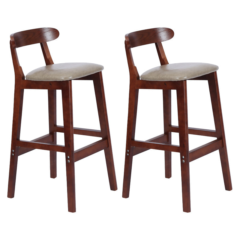 Modern Armless Counter Stool Wood Household Bar Stool with Pedal and Cushion Grey Brown 2 Piece Set Clearhalo 'Bar Furniture' 'Bar Stools' 'bar_stools' 'furn' 'furn_bar_stools' 'furniture_bar_stools' 'Kitchen & Dining Furniture' 'kitchen&dining_furn' 'kitchen' 'kitchen_furn' Furniture' 4212160