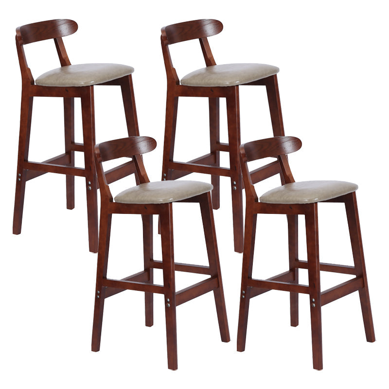 Modern Armless Counter Stool Wood Household Bar Stool with Pedal and Cushion Grey Brown 4 Piece Set Clearhalo 'Bar Furniture' 'Bar Stools' 'bar_stools' 'furn' 'furn_bar_stools' 'furniture_bar_stools' 'Kitchen & Dining Furniture' 'kitchen&dining_furn' 'kitchen' 'kitchen_furn' Furniture' 4212161