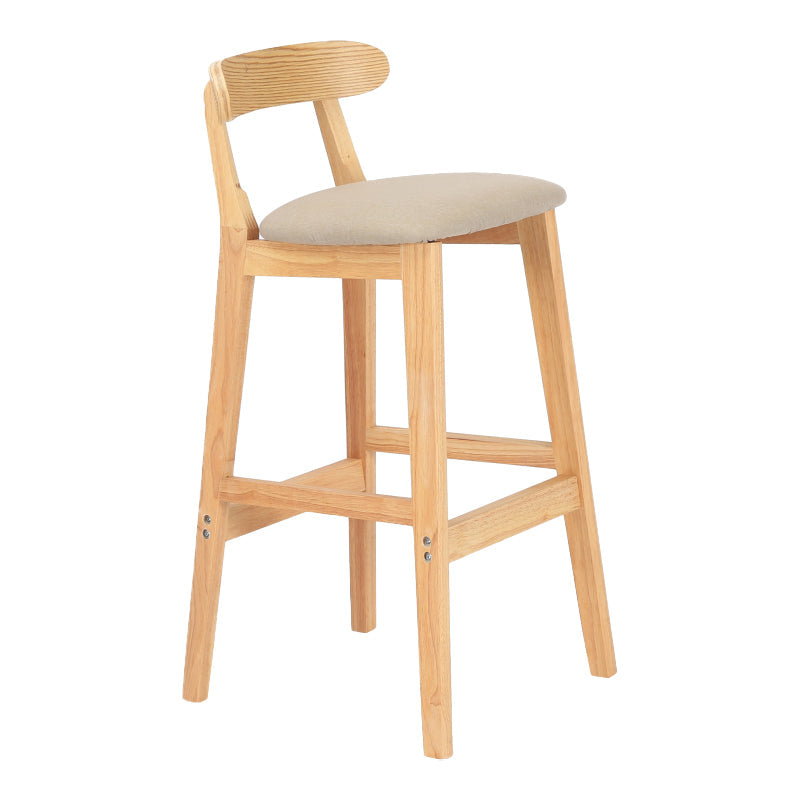 Modern Armless Counter Stool Wood Household Bar Stool with Pedal and Cushion Khaki Natural 1 Piece Clearhalo 'Bar Furniture' 'Bar Stools' 'bar_stools' 'furn' 'furn_bar_stools' 'furniture_bar_stools' 'Kitchen & Dining Furniture' 'kitchen&dining_furn' 'kitchen' 'kitchen_furn' Furniture' 4212162