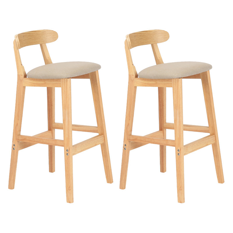 Modern Armless Counter Stool Wood Household Bar Stool with Pedal and Cushion Khaki Natural 2 Piece Set Clearhalo 'Bar Furniture' 'Bar Stools' 'bar_stools' 'furn' 'furn_bar_stools' 'furniture_bar_stools' 'Kitchen & Dining Furniture' 'kitchen&dining_furn' 'kitchen' 'kitchen_furn' Furniture' 4212163