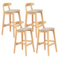 Modern Armless Counter Stool Wood Household Bar Stool with Pedal and Cushion Khaki Natural 4 Piece Set Clearhalo 'Bar Furniture' 'Bar Stools' 'bar_stools' 'furn' 'furn_bar_stools' 'furniture_bar_stools' 'Kitchen & Dining Furniture' 'kitchen&dining_furn' 'kitchen' 'kitchen_furn' Furniture' 4212164