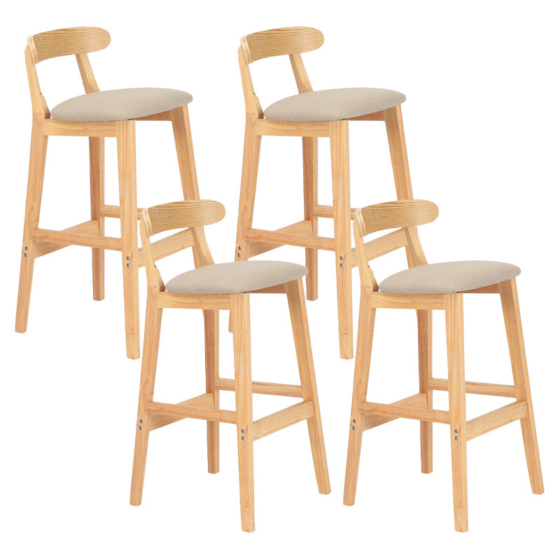 Modern Armless Counter Stool Wood Household Bar Stool with Pedal and Cushion Khaki Natural 4 Piece Set Clearhalo 'Bar Furniture' 'Bar Stools' 'bar_stools' 'furn' 'furn_bar_stools' 'furniture_bar_stools' 'Kitchen & Dining Furniture' 'kitchen&dining_furn' 'kitchen' 'kitchen_furn' Furniture' 4212164