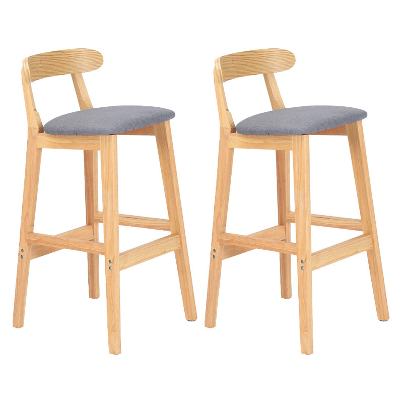 Modern Armless Counter Stool Wood Household Bar Stool with Pedal and Cushion Dark Gray Natural 2 Piece Set Clearhalo 'Bar Furniture' 'Bar Stools' 'bar_stools' 'furn' 'furn_bar_stools' 'furniture_bar_stools' 'Kitchen & Dining Furniture' 'kitchen&dining_furn' 'kitchen' 'kitchen_furn' Furniture' 4212166