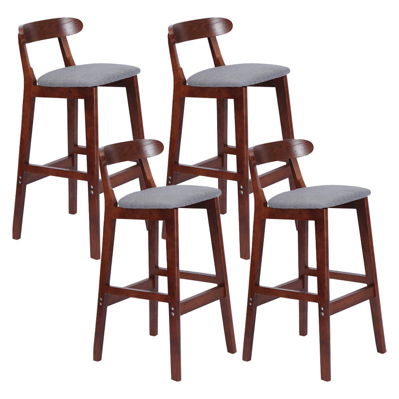 Modern Armless Counter Stool Wood Household Bar Stool with Pedal and Cushion Dark Gray Brown 4 Piece Set Clearhalo 'Bar Furniture' 'Bar Stools' 'bar_stools' 'furn' 'furn_bar_stools' 'furniture_bar_stools' 'Kitchen & Dining Furniture' 'kitchen&dining_furn' 'kitchen' 'kitchen_furn' Furniture' 4212170