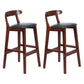 Modern Armless Counter Stool Wood Household Bar Stool with Pedal and Cushion Blackish Green Brown 2 Piece Set Clearhalo 'Bar Furniture' 'Bar Stools' 'bar_stools' 'furn' 'furn_bar_stools' 'furniture_bar_stools' 'Kitchen & Dining Furniture' 'kitchen&dining_furn' 'kitchen' 'kitchen_furn' Furniture' 4212172