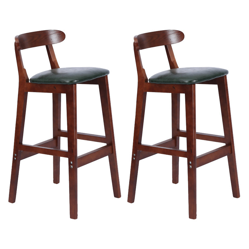 Modern Armless Counter Stool Wood Household Bar Stool with Pedal and Cushion Blackish Green Brown 2 Piece Set Clearhalo 'Bar Furniture' 'Bar Stools' 'bar_stools' 'furn' 'furn_bar_stools' 'furniture_bar_stools' 'Kitchen & Dining Furniture' 'kitchen&dining_furn' 'kitchen' 'kitchen_furn' Furniture' 4212172