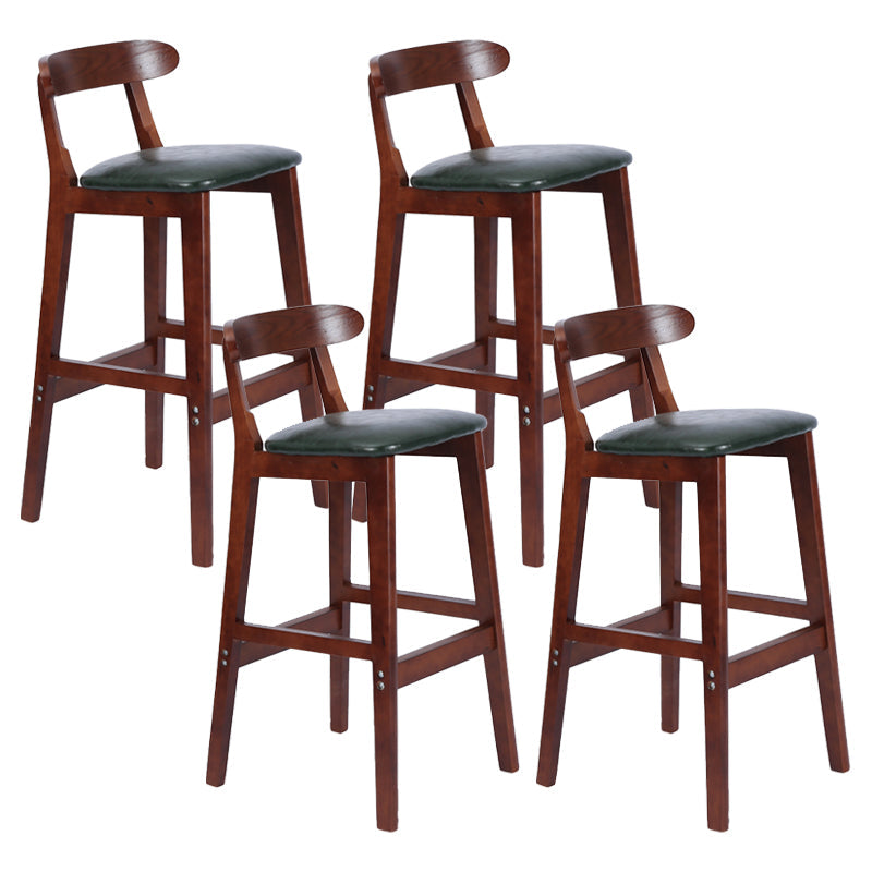 Modern Armless Counter Stool Wood Household Bar Stool with Pedal and Cushion Blackish Green Brown 4 Piece Set Clearhalo 'Bar Furniture' 'Bar Stools' 'bar_stools' 'furn' 'furn_bar_stools' 'furniture_bar_stools' 'Kitchen & Dining Furniture' 'kitchen&dining_furn' 'kitchen' 'kitchen_furn' Furniture' 4212173