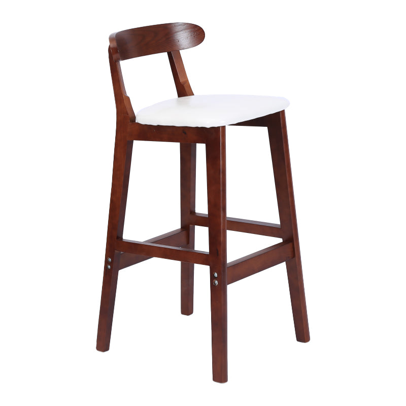 Modern Armless Counter Stool Wood Household Bar Stool with Pedal and Cushion White Brown 1 Piece Clearhalo 'Bar Furniture' 'Bar Stools' 'bar_stools' 'furn' 'furn_bar_stools' 'furniture_bar_stools' 'Kitchen & Dining Furniture' 'kitchen&dining_furn' 'kitchen' 'kitchen_furn' Furniture' 4212174