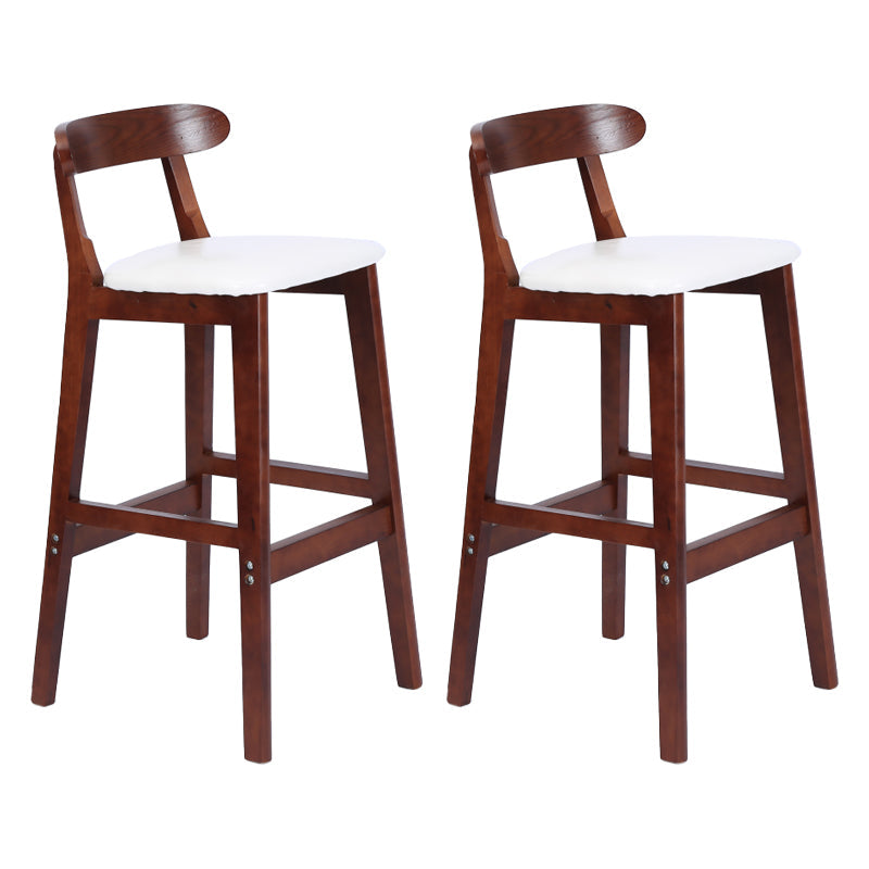 Modern Armless Counter Stool Wood Household Bar Stool with Pedal and Cushion White Brown 2 Piece Set Clearhalo 'Bar Furniture' 'Bar Stools' 'bar_stools' 'furn' 'furn_bar_stools' 'furniture_bar_stools' 'Kitchen & Dining Furniture' 'kitchen&dining_furn' 'kitchen' 'kitchen_furn' Furniture' 4212175