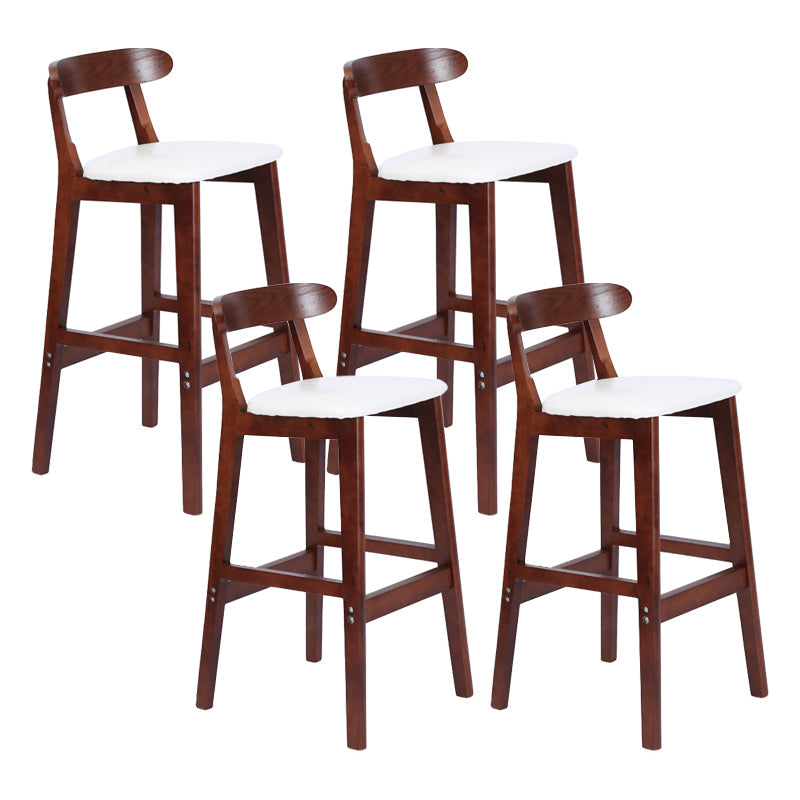 Modern Armless Counter Stool Wood Household Bar Stool with Pedal and Cushion White Brown 4 Piece Set Clearhalo 'Bar Furniture' 'Bar Stools' 'bar_stools' 'furn' 'furn_bar_stools' 'furniture_bar_stools' 'Kitchen & Dining Furniture' 'kitchen&dining_furn' 'kitchen' 'kitchen_furn' Furniture' 4212176