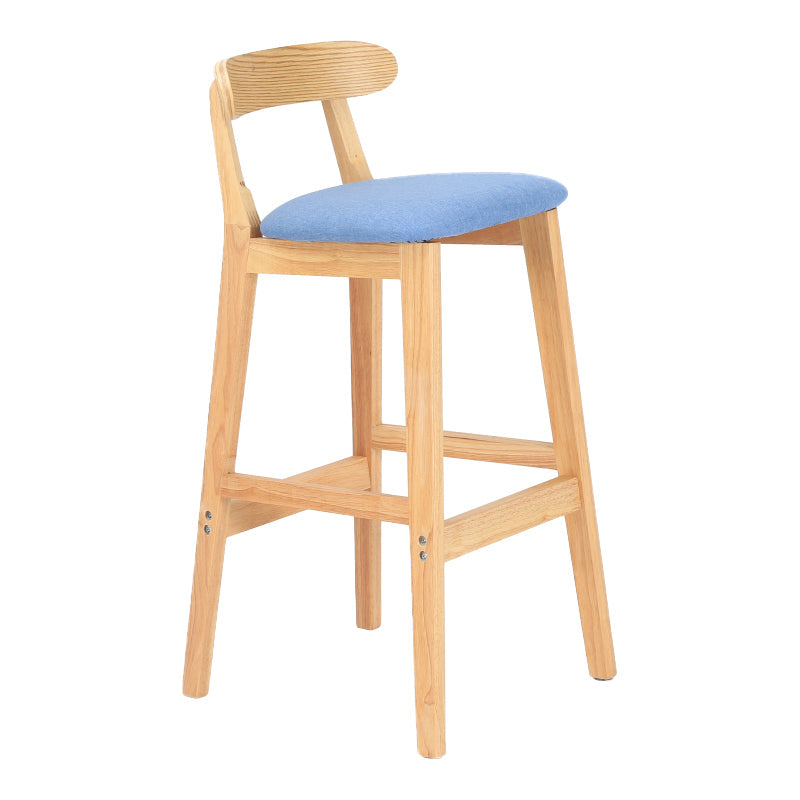Modern Armless Counter Stool Wood Household Bar Stool with Pedal and Cushion Sky Blue Natural 1 Piece Clearhalo 'Bar Furniture' 'Bar Stools' 'bar_stools' 'furn' 'furn_bar_stools' 'furniture_bar_stools' 'Kitchen & Dining Furniture' 'kitchen&dining_furn' 'kitchen' 'kitchen_furn' Furniture' 4212177