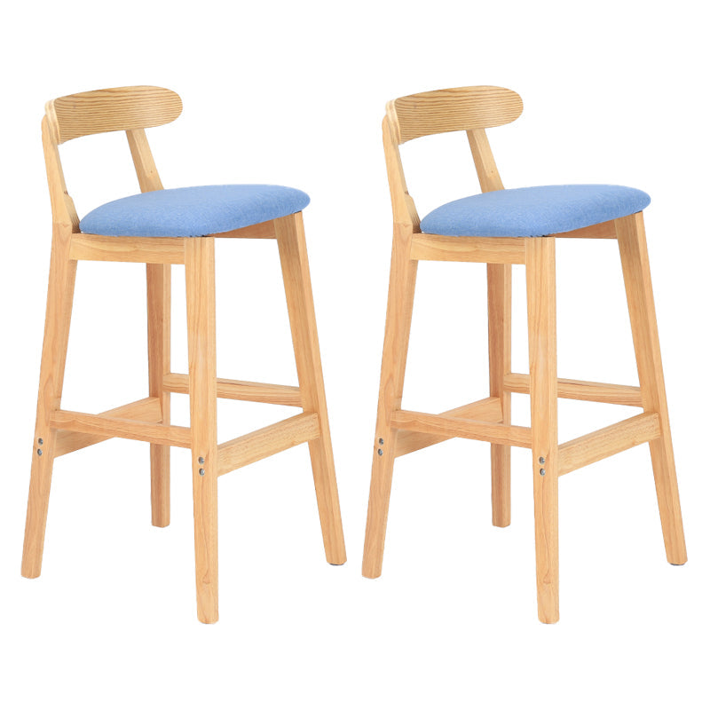 Modern Armless Counter Stool Wood Household Bar Stool with Pedal and Cushion Sky Blue Natural 2 Piece Set Clearhalo 'Bar Furniture' 'Bar Stools' 'bar_stools' 'furn' 'furn_bar_stools' 'furniture_bar_stools' 'Kitchen & Dining Furniture' 'kitchen&dining_furn' 'kitchen' 'kitchen_furn' Furniture' 4212178