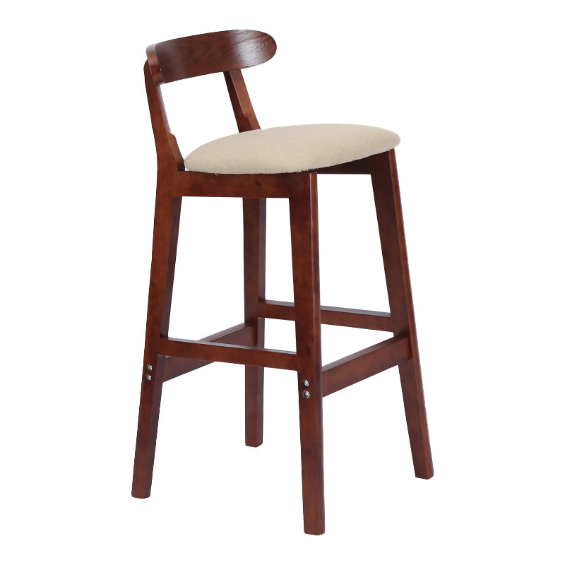 Modern Armless Counter Stool Wood Household Bar Stool with Pedal and Cushion Khaki Brown 1 Piece Clearhalo 'Bar Furniture' 'Bar Stools' 'bar_stools' 'furn' 'furn_bar_stools' 'furniture_bar_stools' 'Kitchen & Dining Furniture' 'kitchen&dining_furn' 'kitchen' 'kitchen_furn' Furniture' 4212180