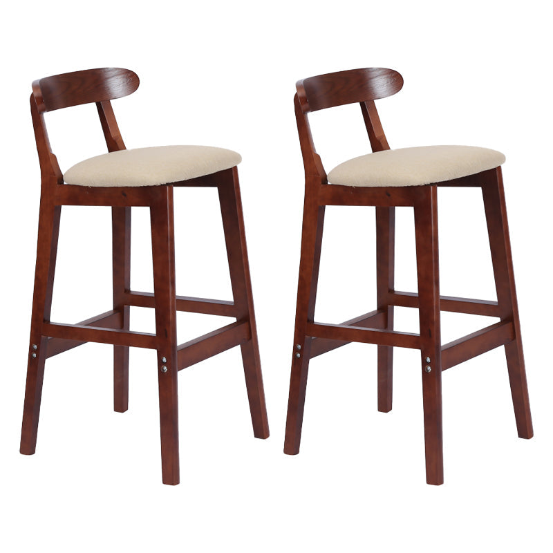 Modern Armless Counter Stool Wood Household Bar Stool with Pedal and Cushion Khaki Brown 2 Piece Set Clearhalo 'Bar Furniture' 'Bar Stools' 'bar_stools' 'furn' 'furn_bar_stools' 'furniture_bar_stools' 'Kitchen & Dining Furniture' 'kitchen&dining_furn' 'kitchen' 'kitchen_furn' Furniture' 4212181