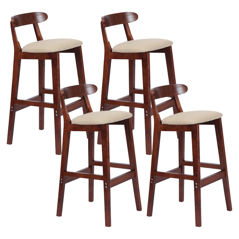 Modern Armless Counter Stool Wood Household Bar Stool with Pedal and Cushion Khaki Brown 4 Piece Set Clearhalo 'Bar Furniture' 'Bar Stools' 'bar_stools' 'furn' 'furn_bar_stools' 'furniture_bar_stools' 'Kitchen & Dining Furniture' 'kitchen&dining_furn' 'kitchen' 'kitchen_furn' Furniture' 4212182