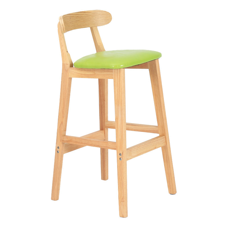 Modern Armless Counter Stool Wood Household Bar Stool with Pedal and Cushion Light Green Natural 1 Piece Clearhalo 'Bar Furniture' 'Bar Stools' 'bar_stools' 'furn' 'furn_bar_stools' 'furniture_bar_stools' 'Kitchen & Dining Furniture' 'kitchen&dining_furn' 'kitchen' 'kitchen_furn' Furniture' 4212183