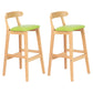 Modern Armless Counter Stool Wood Household Bar Stool with Pedal and Cushion Light Green Natural 2 Piece Set Clearhalo 'Bar Furniture' 'Bar Stools' 'bar_stools' 'furn' 'furn_bar_stools' 'furniture_bar_stools' 'Kitchen & Dining Furniture' 'kitchen&dining_furn' 'kitchen' 'kitchen_furn' Furniture' 4212184