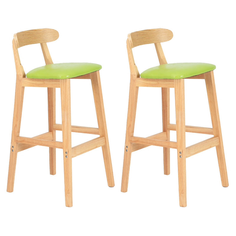 Modern Armless Counter Stool Wood Household Bar Stool with Pedal and Cushion Light Green Natural 2 Piece Set Clearhalo 'Bar Furniture' 'Bar Stools' 'bar_stools' 'furn' 'furn_bar_stools' 'furniture_bar_stools' 'Kitchen & Dining Furniture' 'kitchen&dining_furn' 'kitchen' 'kitchen_furn' Furniture' 4212184