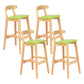 Modern Armless Counter Stool Wood Household Bar Stool with Pedal and Cushion Light Green Natural 4 Piece Set Clearhalo 'Bar Furniture' 'Bar Stools' 'bar_stools' 'furn' 'furn_bar_stools' 'furniture_bar_stools' 'Kitchen & Dining Furniture' 'kitchen&dining_furn' 'kitchen' 'kitchen_furn' Furniture' 4212185