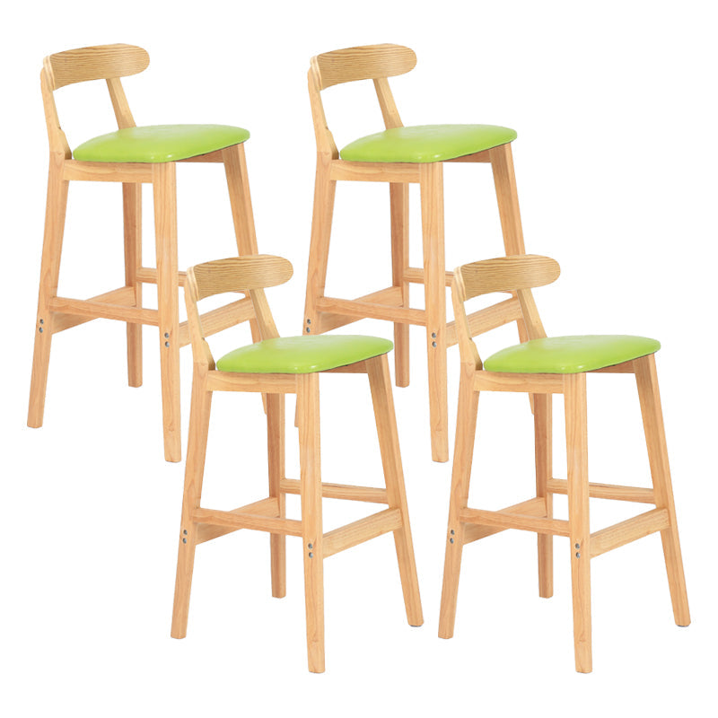 Modern Armless Counter Stool Wood Household Bar Stool with Pedal and Cushion Light Green Natural 4 Piece Set Clearhalo 'Bar Furniture' 'Bar Stools' 'bar_stools' 'furn' 'furn_bar_stools' 'furniture_bar_stools' 'Kitchen & Dining Furniture' 'kitchen&dining_furn' 'kitchen' 'kitchen_furn' Furniture' 4212185