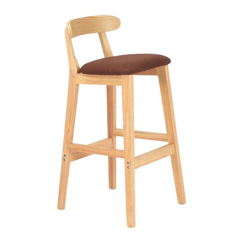 Modern Armless Counter Stool Wood Household Bar Stool with Pedal and Cushion Coffee Natural 1 Piece Clearhalo 'Bar Furniture' 'Bar Stools' 'bar_stools' 'furn' 'furn_bar_stools' 'furniture_bar_stools' 'Kitchen & Dining Furniture' 'kitchen&dining_furn' 'kitchen' 'kitchen_furn' Furniture' 4212186