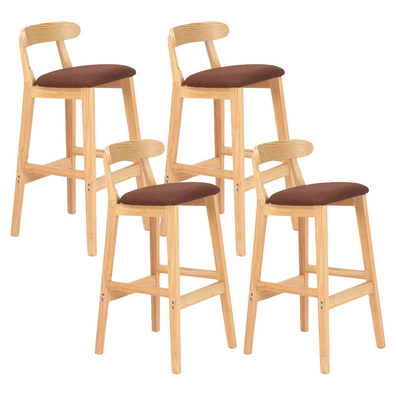 Modern Armless Counter Stool Wood Household Bar Stool with Pedal and Cushion Coffee Natural 4 Piece Set Clearhalo 'Bar Furniture' 'Bar Stools' 'bar_stools' 'furn' 'furn_bar_stools' 'furniture_bar_stools' 'Kitchen & Dining Furniture' 'kitchen&dining_furn' 'kitchen' 'kitchen_furn' Furniture' 4212188