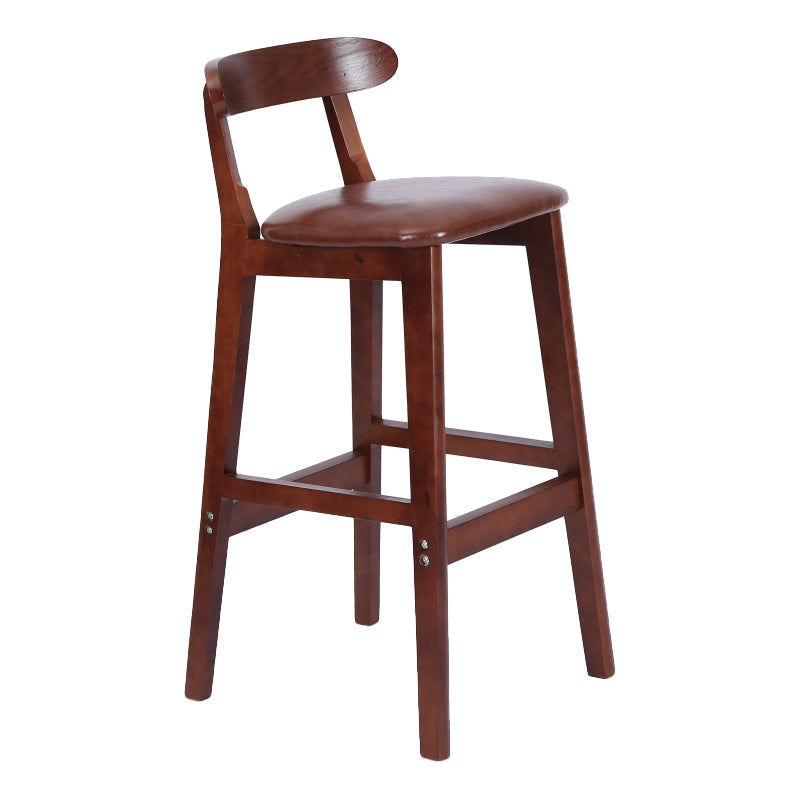 Modern Armless Counter Stool Wood Household Bar Stool with Pedal and Cushion Dark Brown Brown 1 Piece Clearhalo 'Bar Furniture' 'Bar Stools' 'bar_stools' 'furn' 'furn_bar_stools' 'furniture_bar_stools' 'Kitchen & Dining Furniture' 'kitchen&dining_furn' 'kitchen' 'kitchen_furn' Furniture' 4212189