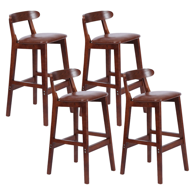 Modern Armless Counter Stool Wood Household Bar Stool with Pedal and Cushion Dark Brown Brown 4 Piece Set Clearhalo 'Bar Furniture' 'Bar Stools' 'bar_stools' 'furn' 'furn_bar_stools' 'furniture_bar_stools' 'Kitchen & Dining Furniture' 'kitchen&dining_furn' 'kitchen' 'kitchen_furn' Furniture' 4212191