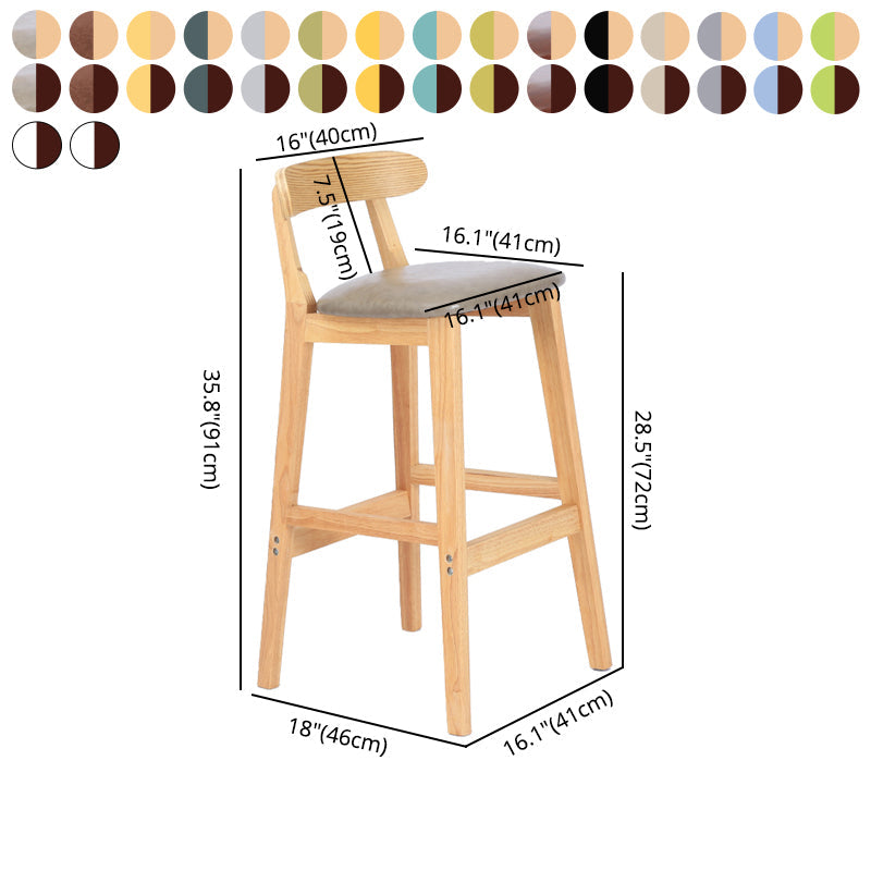 Modern Armless Counter Stool Wood Household Bar Stool with Pedal and Cushion Clearhalo 'Bar Furniture' 'Bar Stools' 'bar_stools' 'furn' 'furn_bar_stools' 'furniture_bar_stools' 'Kitchen & Dining Furniture' 'kitchen&dining_furn' 'kitchen' 'kitchen_furn' Furniture' 4212192