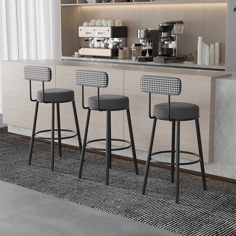 Black Metal Nordic Barstool Low Back Indoor Tall Stool with Upholstered Seat Clearhalo 'Bar Furniture' 'Bar Stools' 'bar_stools' 'furn' 'furn_bar_stools' 'furniture_bar_stools' 'Kitchen & Dining Furniture' 'kitchen&dining_furn' 'kitchen' 'kitchen_furn' Furniture' 4212251