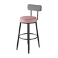 Black Metal Nordic Barstool Low Back Indoor Tall Stool with Upholstered Seat Pink 1 Piece Clearhalo 'Bar Furniture' 'Bar Stools' 'bar_stools' 'furn' 'furn_bar_stools' 'furniture_bar_stools' 'Kitchen & Dining Furniture' 'kitchen&dining_furn' 'kitchen' 'kitchen_furn' Furniture' 4212252