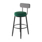 Black Metal Nordic Barstool Low Back Indoor Tall Stool with Upholstered Seat Blackish Green 1 Piece Clearhalo 'Bar Furniture' 'Bar Stools' 'bar_stools' 'furn' 'furn_bar_stools' 'furniture_bar_stools' 'Kitchen & Dining Furniture' 'kitchen&dining_furn' 'kitchen' 'kitchen_furn' Furniture' 4212253