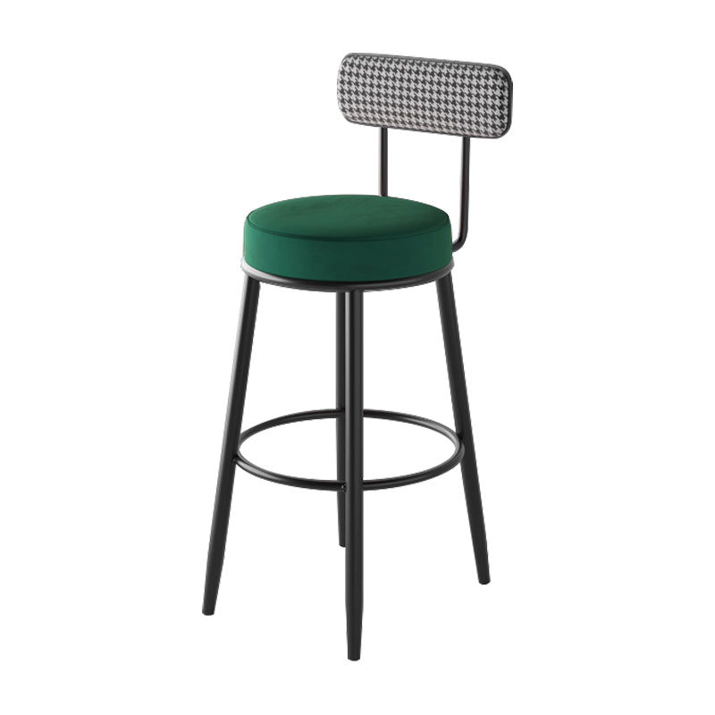 Black Metal Nordic Barstool Low Back Indoor Tall Stool with Upholstered Seat Blackish Green 1 Piece Clearhalo 'Bar Furniture' 'Bar Stools' 'bar_stools' 'furn' 'furn_bar_stools' 'furniture_bar_stools' 'Kitchen & Dining Furniture' 'kitchen&dining_furn' 'kitchen' 'kitchen_furn' Furniture' 4212253