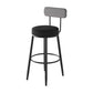 Black Metal Nordic Barstool Low Back Indoor Tall Stool with Upholstered Seat Black 1 Piece Clearhalo 'Bar Furniture' 'Bar Stools' 'bar_stools' 'furn' 'furn_bar_stools' 'furniture_bar_stools' 'Kitchen & Dining Furniture' 'kitchen&dining_furn' 'kitchen' 'kitchen_furn' Furniture' 4212255