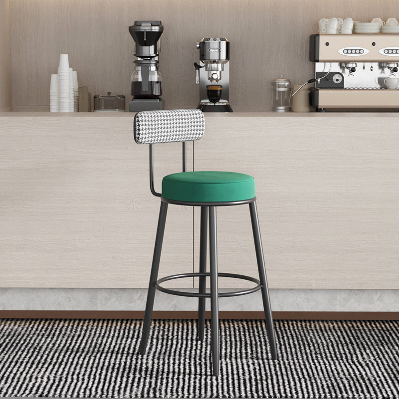 Black Metal Nordic Barstool Low Back Indoor Tall Stool with Upholstered Seat Clearhalo 'Bar Furniture' 'Bar Stools' 'bar_stools' 'furn' 'furn_bar_stools' 'furniture_bar_stools' 'Kitchen & Dining Furniture' 'kitchen&dining_furn' 'kitchen' 'kitchen_furn' Furniture' 4212256