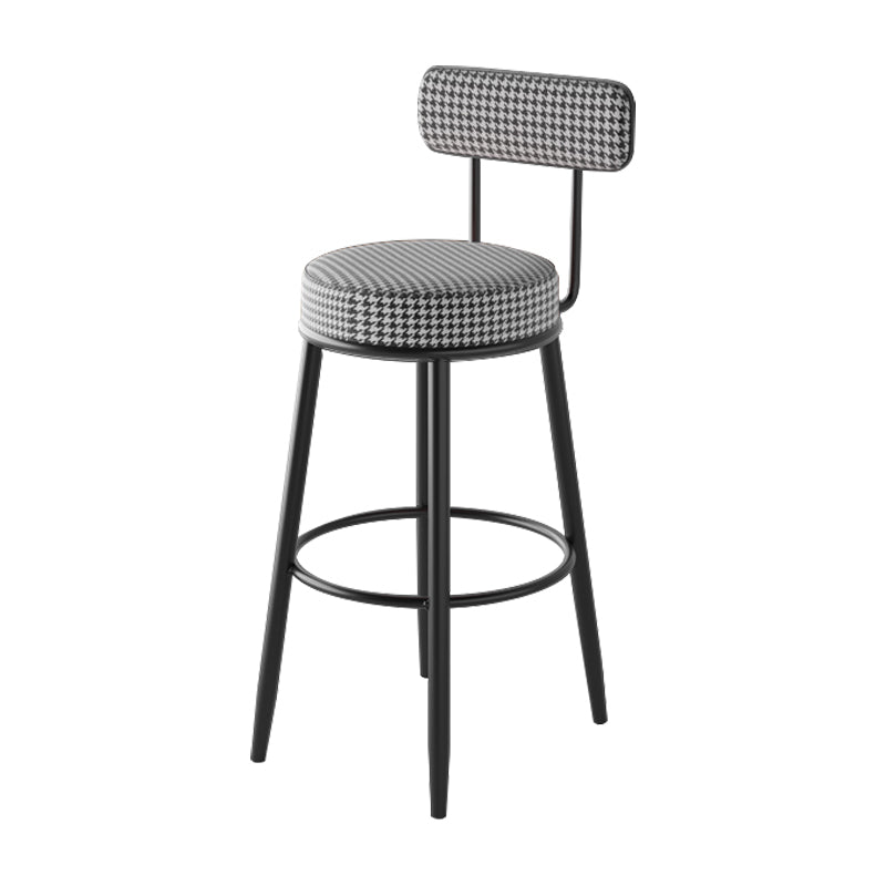 Black Metal Nordic Barstool Low Back Indoor Tall Stool with Upholstered Seat Black White 1 Piece Clearhalo 'Bar Furniture' 'Bar Stools' 'bar_stools' 'furn' 'furn_bar_stools' 'furniture_bar_stools' 'Kitchen & Dining Furniture' 'kitchen&dining_furn' 'kitchen' 'kitchen_furn' Furniture' 4212257