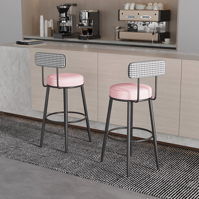 Black Metal Nordic Barstool Low Back Indoor Tall Stool with Upholstered Seat Clearhalo 'Bar Furniture' 'Bar Stools' 'bar_stools' 'furn' 'furn_bar_stools' 'furniture_bar_stools' 'Kitchen & Dining Furniture' 'kitchen&dining_furn' 'kitchen' 'kitchen_furn' Furniture' 4212258