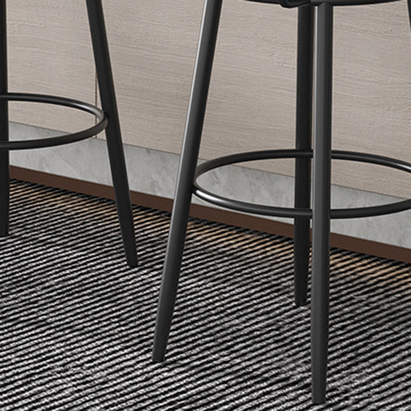 Black Metal Nordic Barstool Low Back Indoor Tall Stool with Upholstered Seat Clearhalo 'Bar Furniture' 'Bar Stools' 'bar_stools' 'furn' 'furn_bar_stools' 'furniture_bar_stools' 'Kitchen & Dining Furniture' 'kitchen&dining_furn' 'kitchen' 'kitchen_furn' Furniture' 4212262
